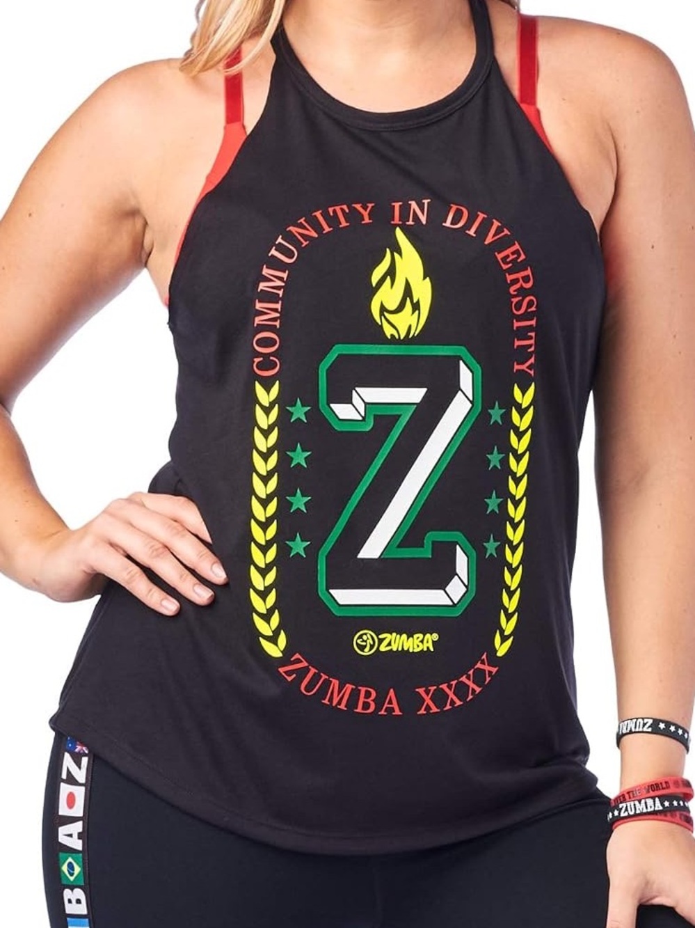 Zumba Fitness Women's Black Graphic Tank Top - Community in Diversity size XS